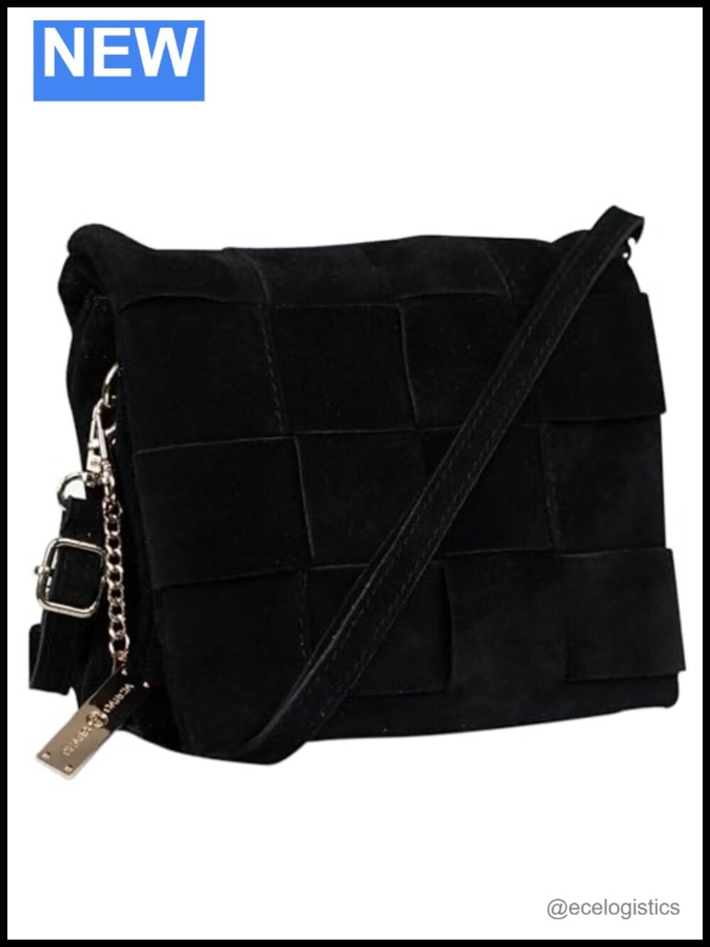 Genuine Suede Woven Crossbody Bag Women Handmade in Italy Flap Purse